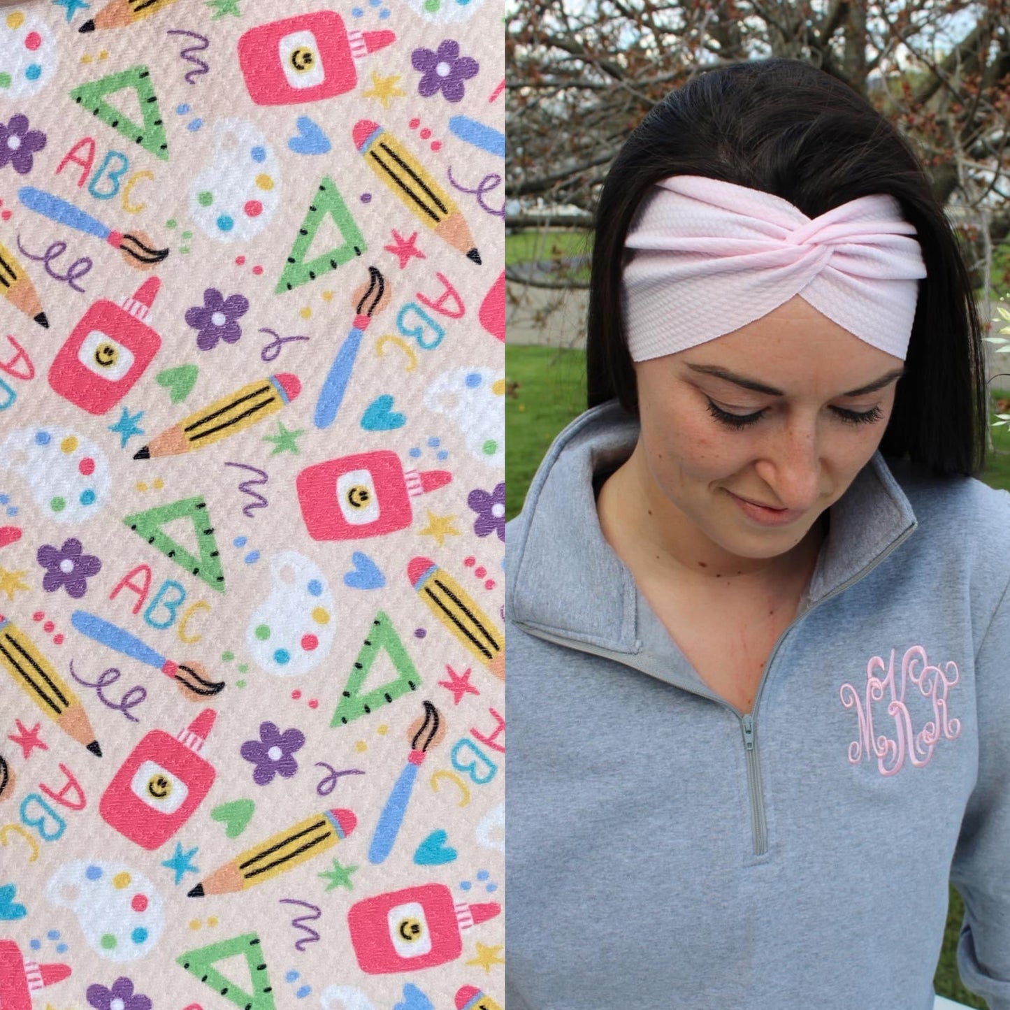 Preppy Pink School Twist Headband (child/teen/adult)