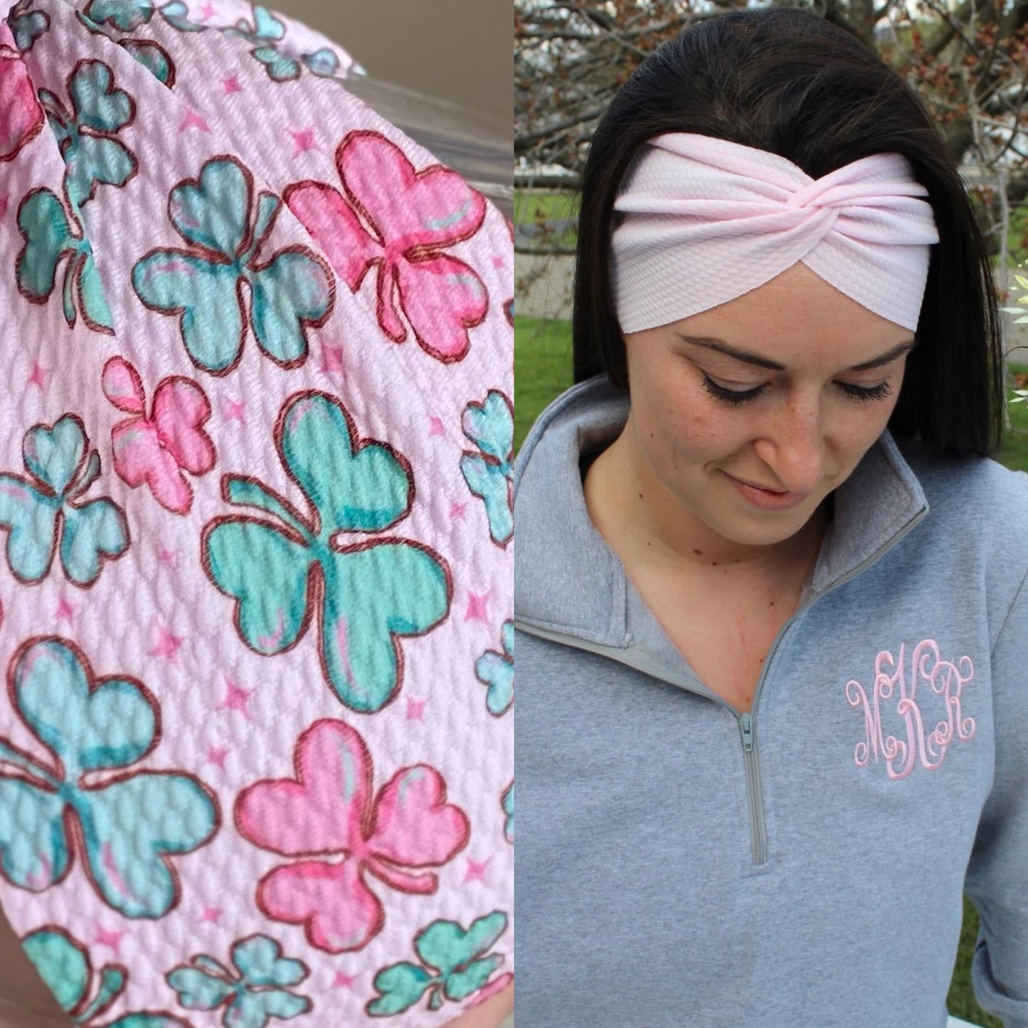 Pink Shamrock Adult Twist Headband