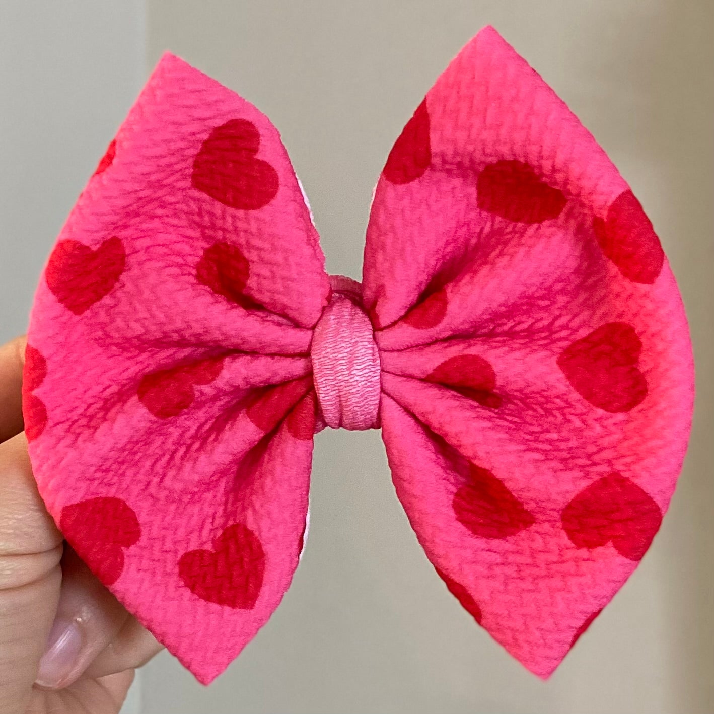 Red/Hot Pink Hearts Bow