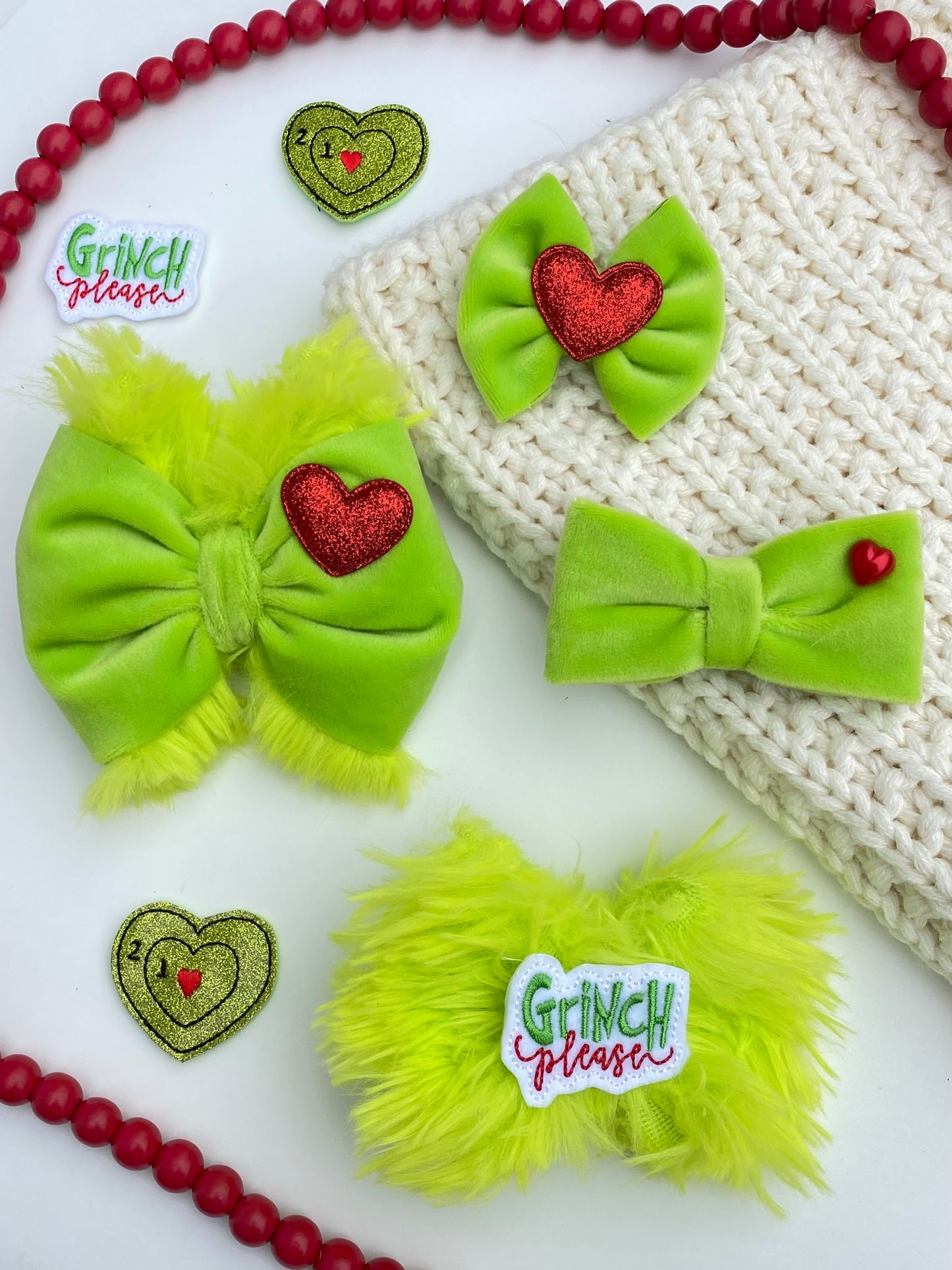 Grinch Please Fur Bow