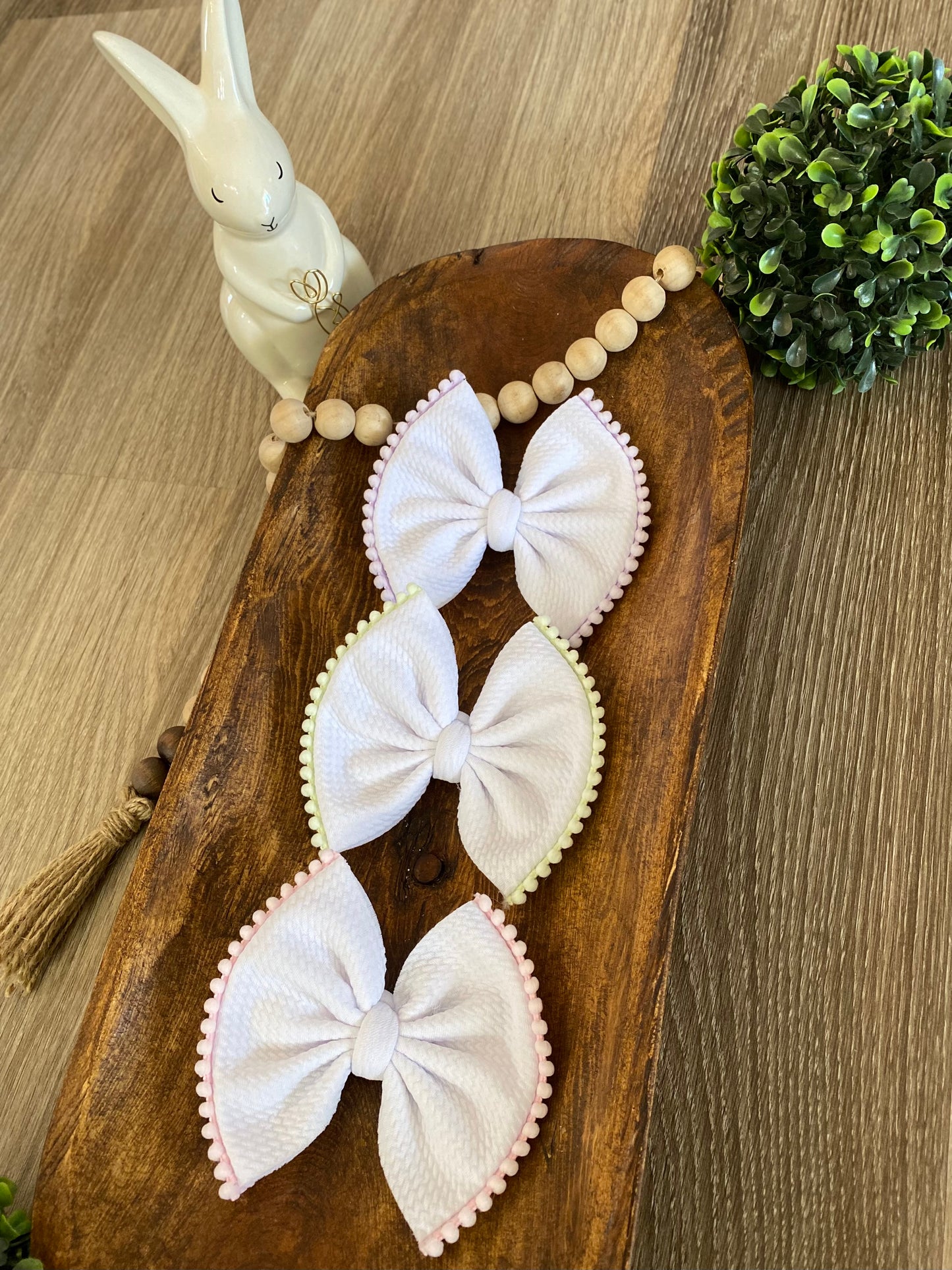 Pom Pom Trimmed Bow