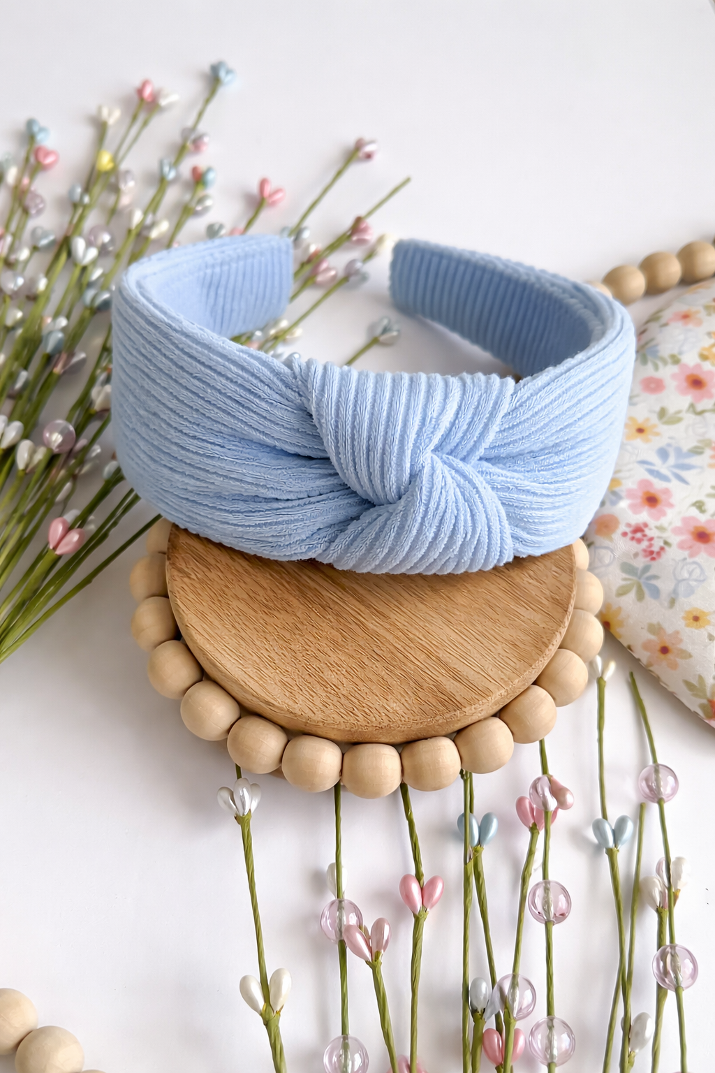 Sky Blue Waved Knotted Headband