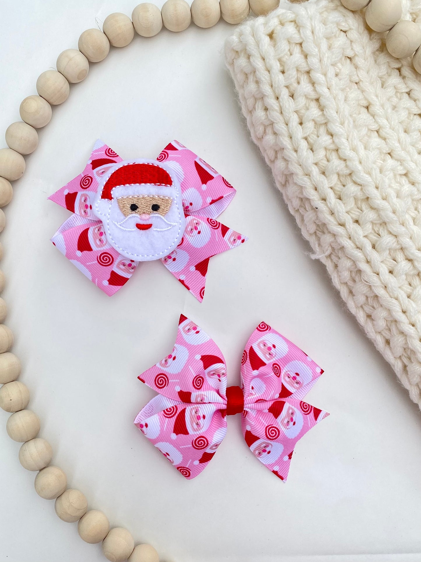 Pink Santa Ribbon Bow