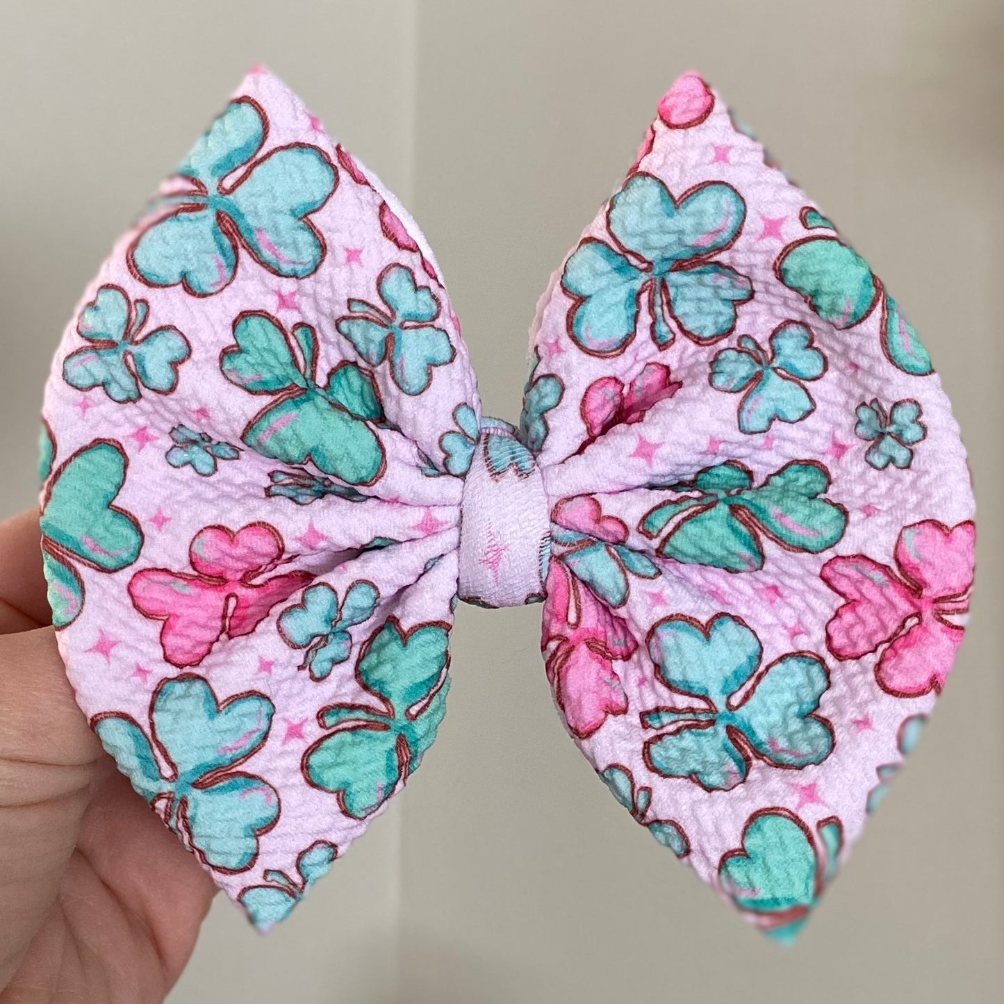 Pink Shamrock Bow