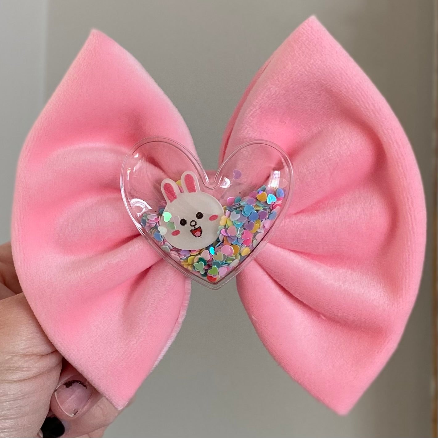 Velvet Bunny Heart Shaker Bow