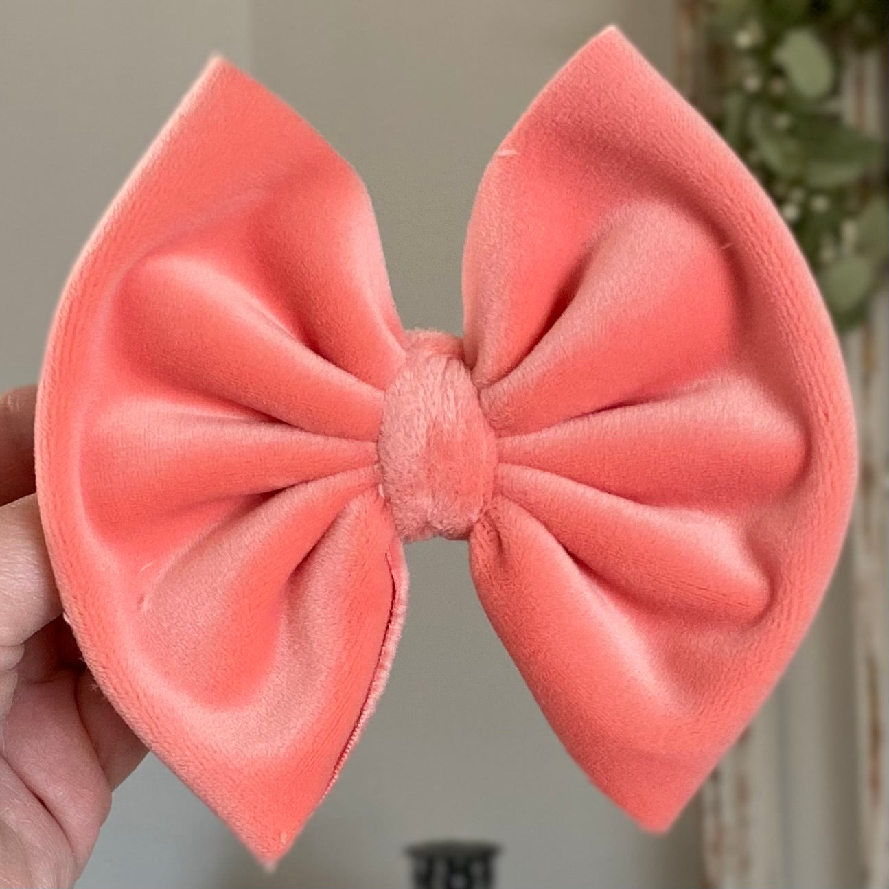 Peach Plushy Velvet Bow