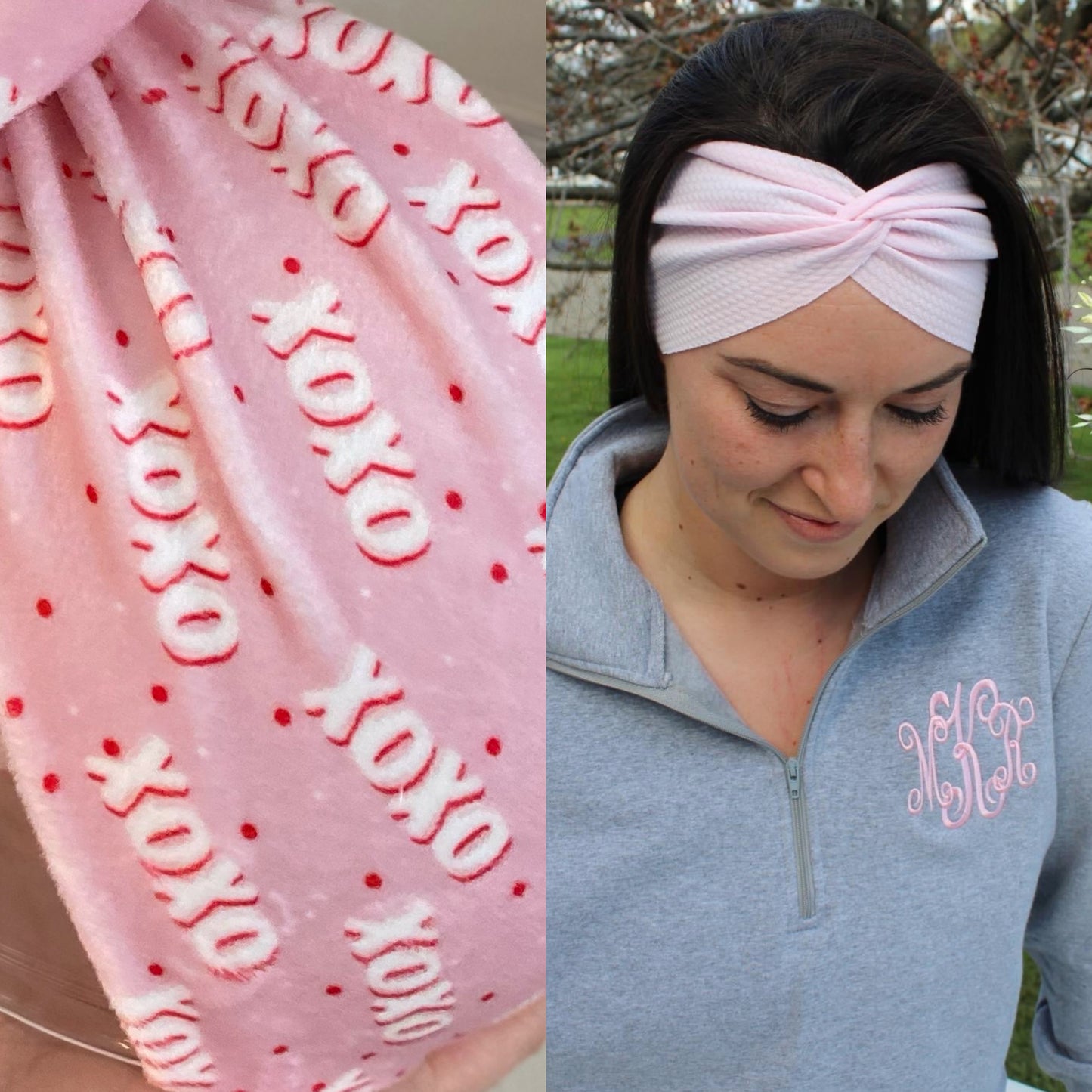 Pink Xoxo Velvet Adult Twist Headband