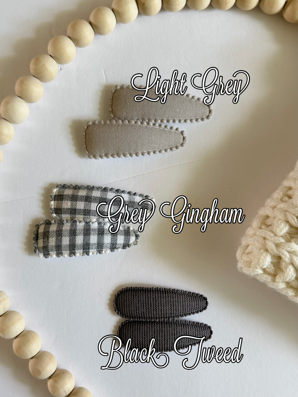 Grey Fabric Snap Clips