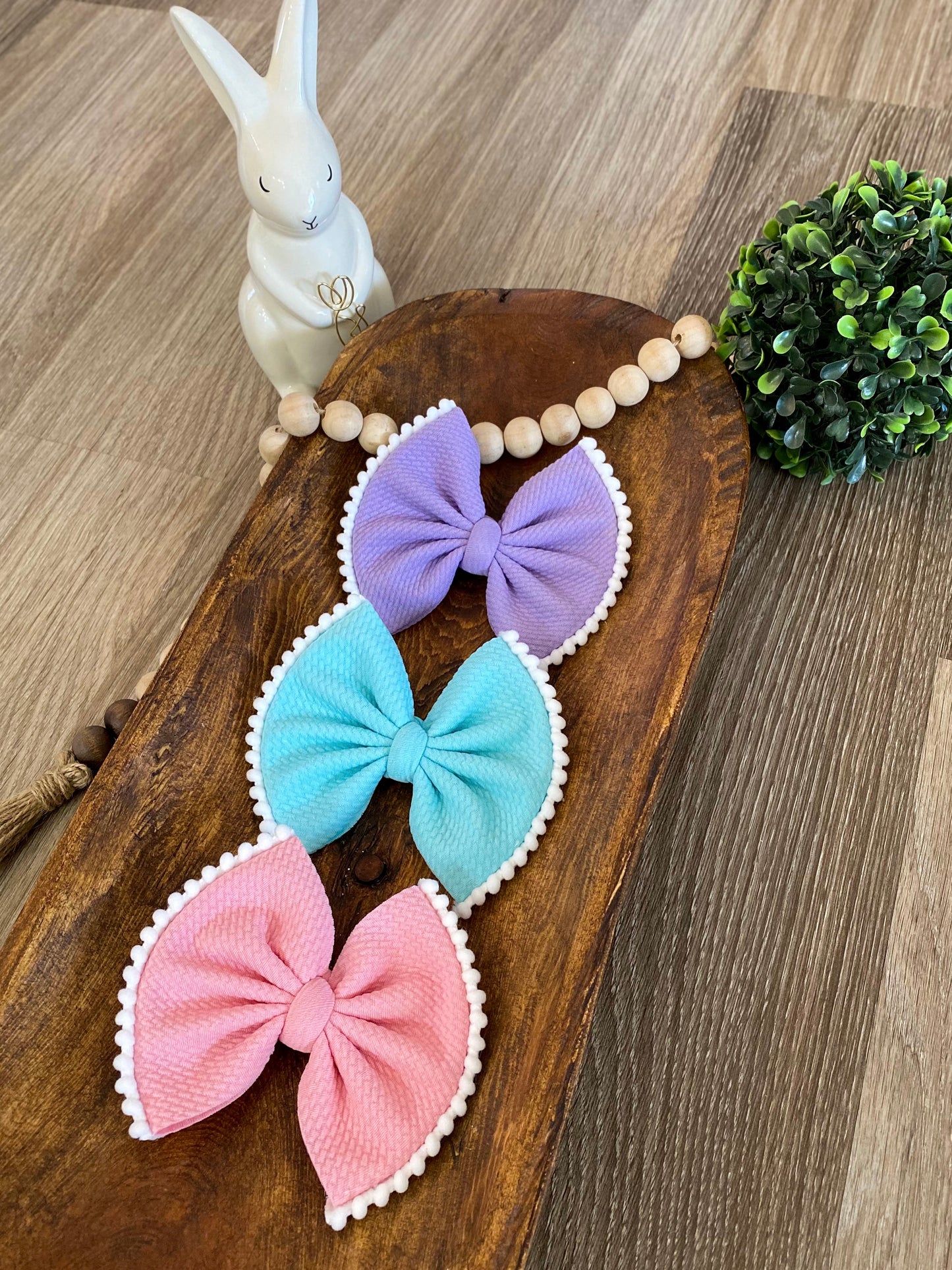 Pom Pom Trimmed Bow