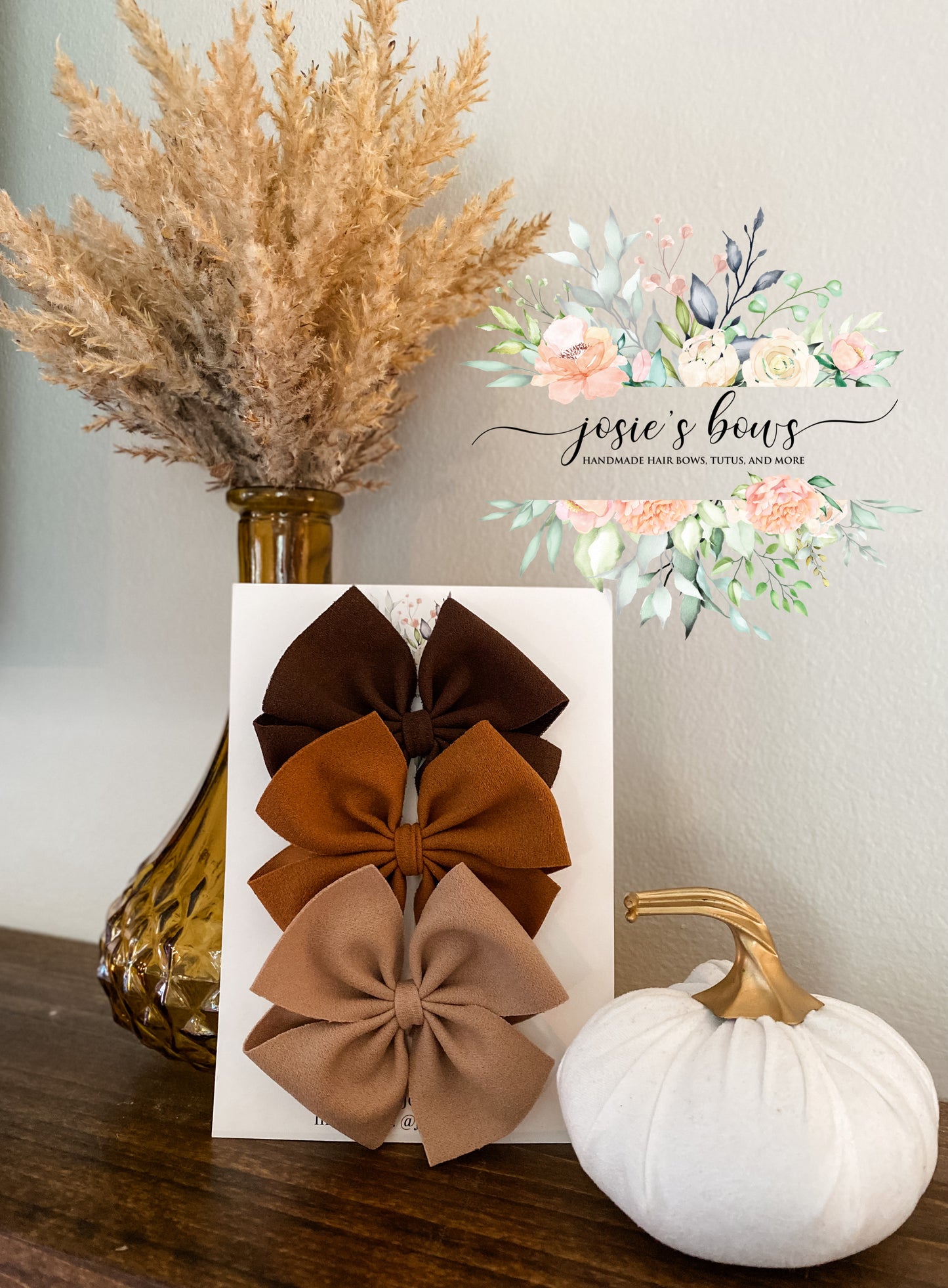 Brown Suede Pinwheel Bow