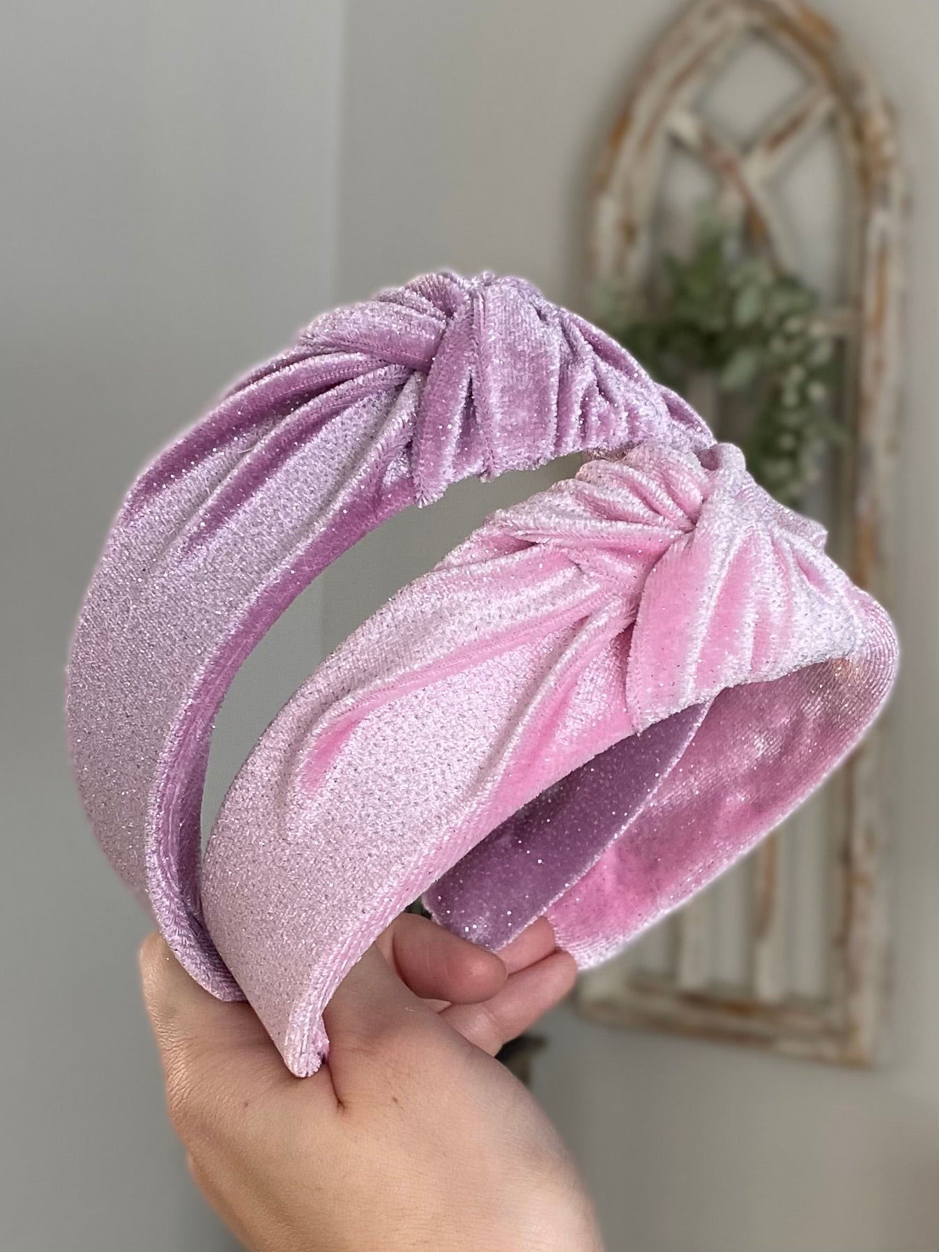 Purple Glitter Velvet Knotted Headband