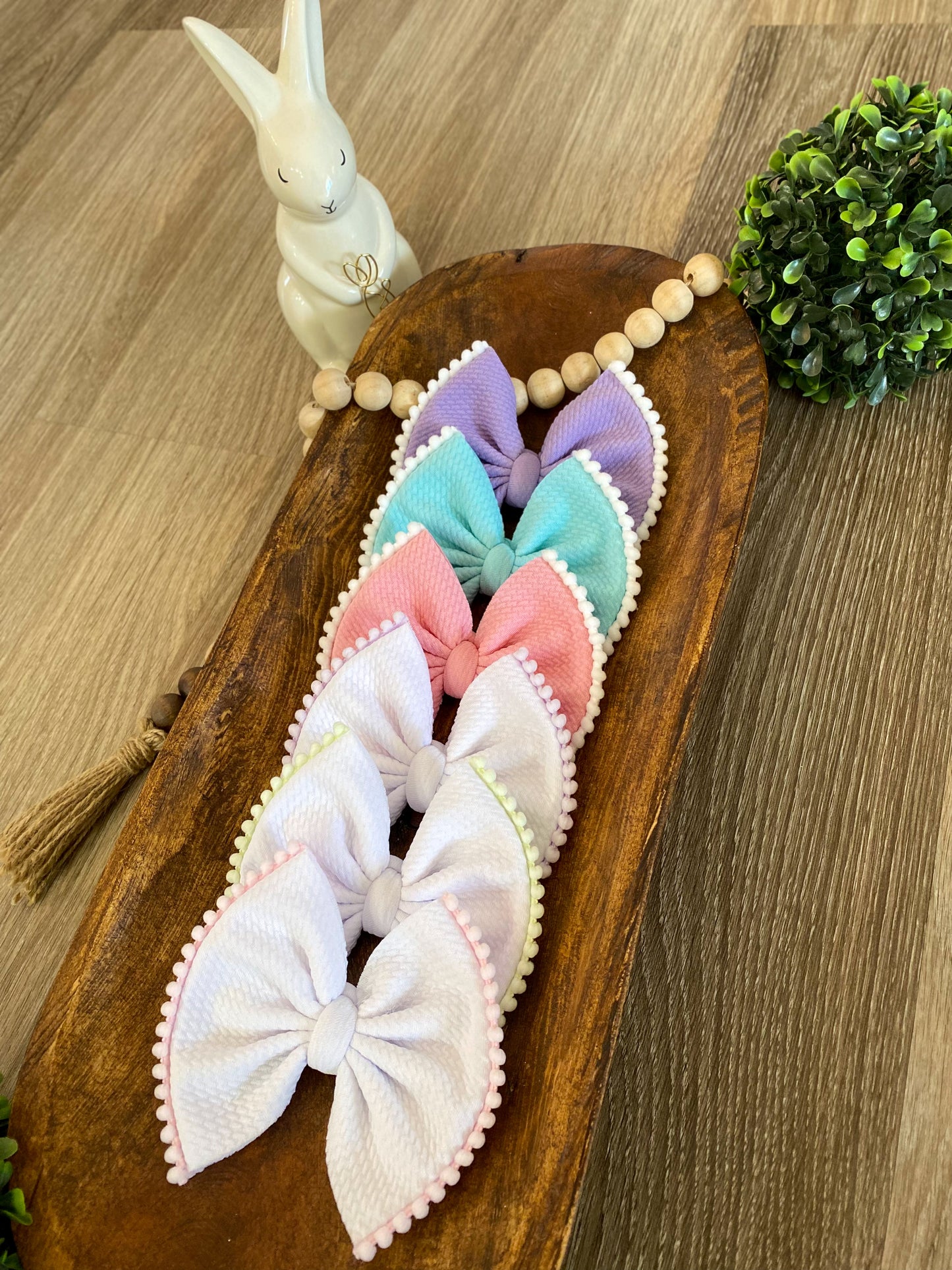 Pom Pom Trimmed Bow