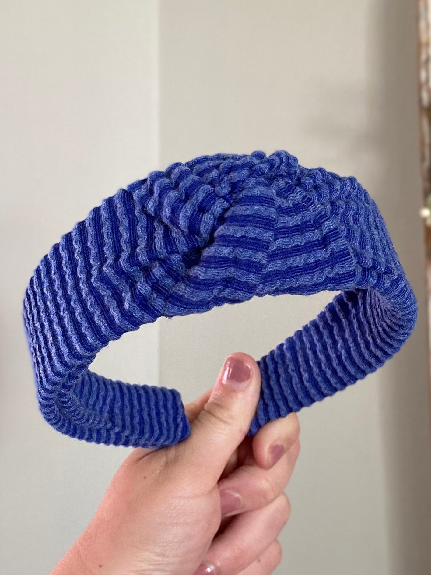 Waved Blue Knotted Headband