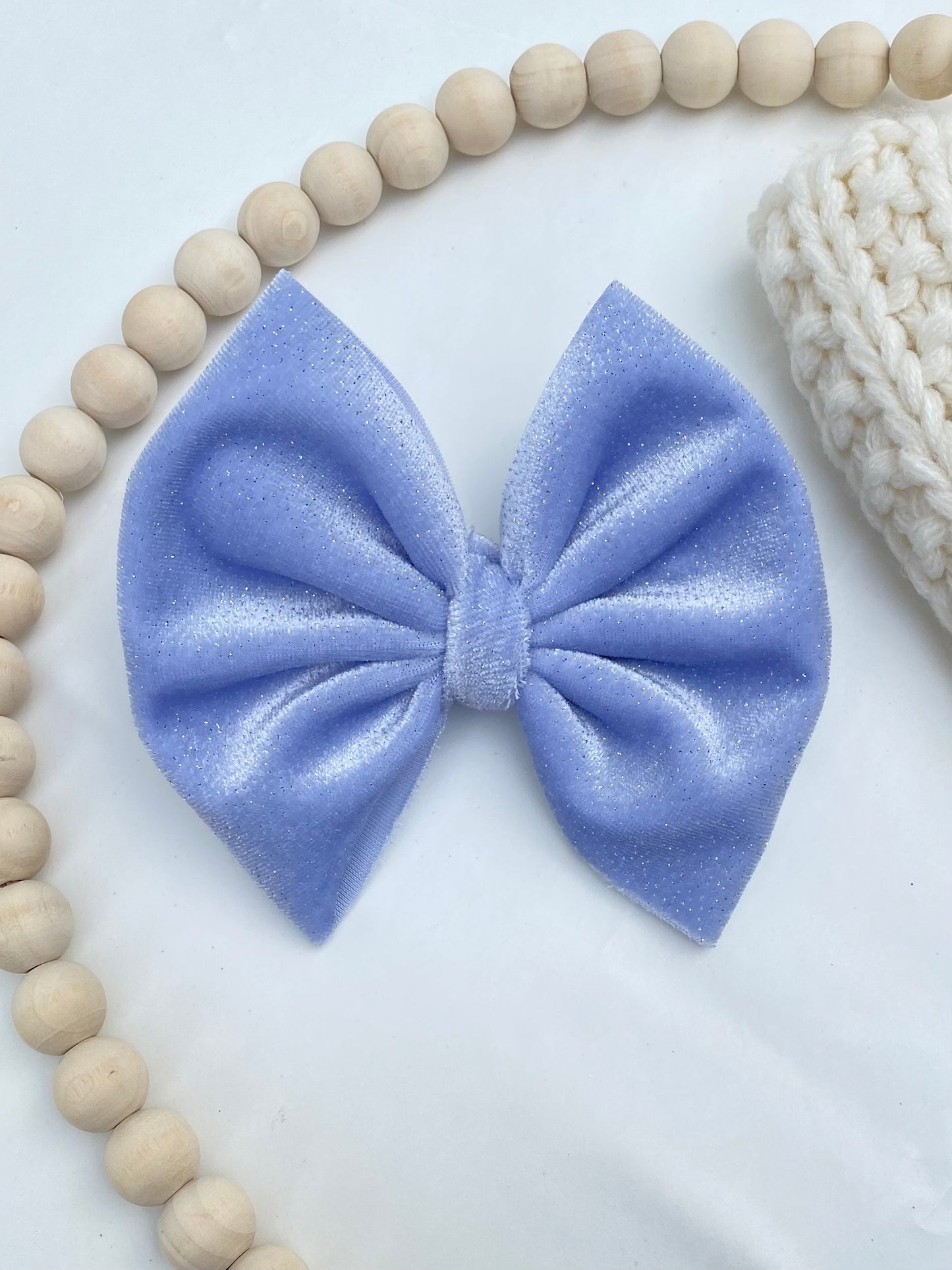 Periwinkle Glitter Velvet Bow