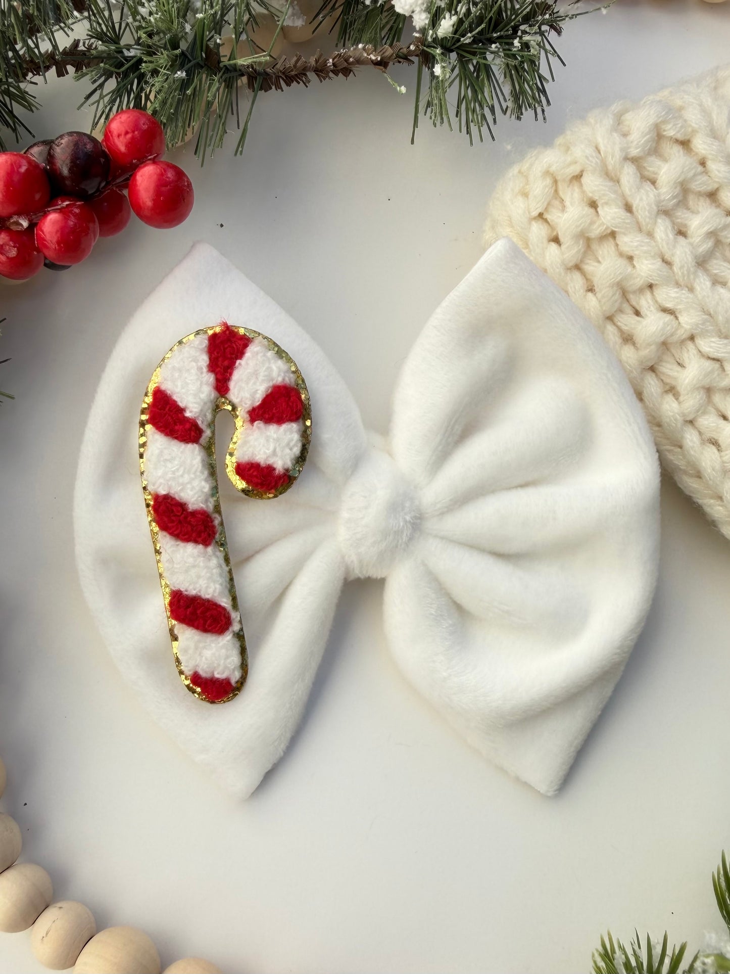 Glitter Candy Cane Bow