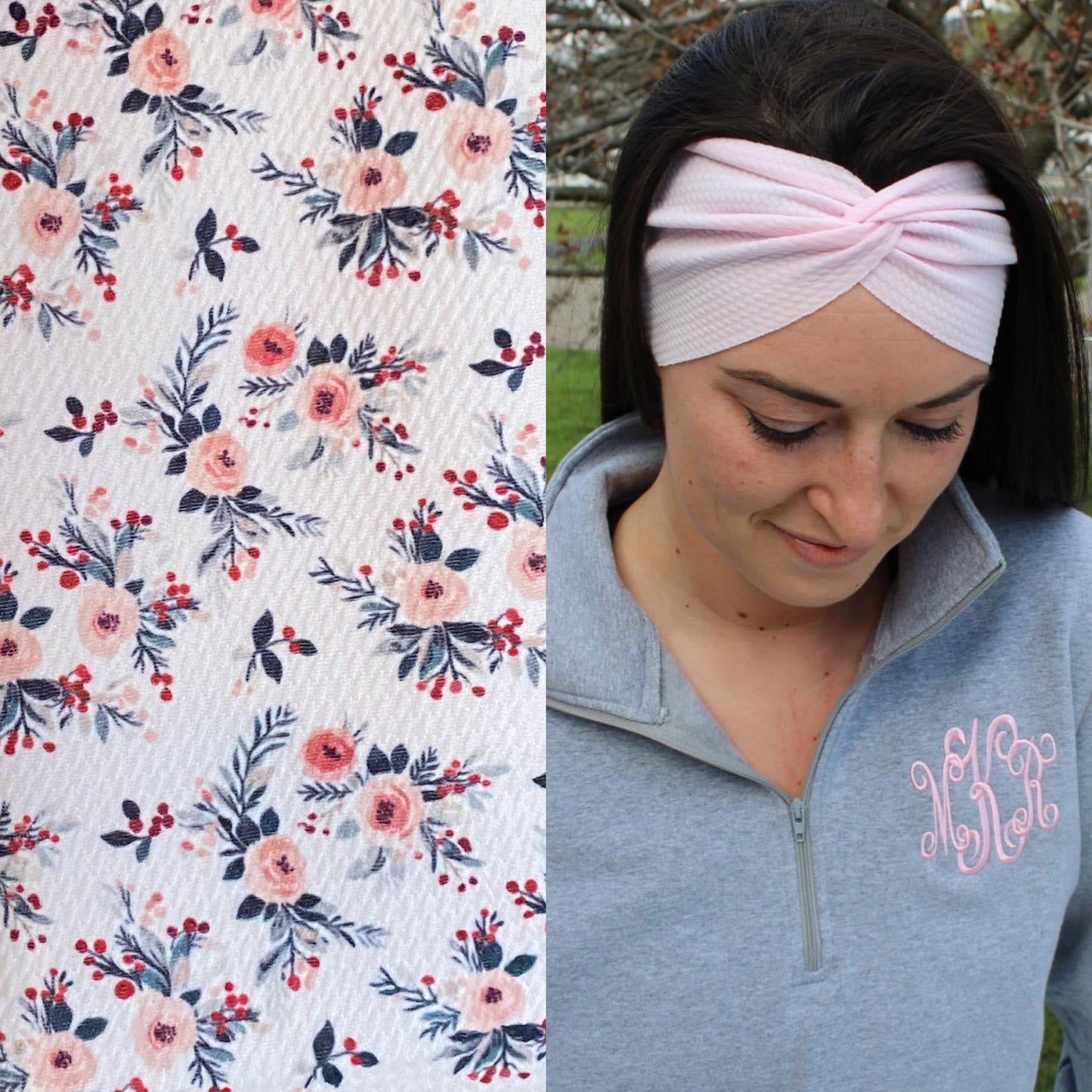 Winter Floral Adult Twist Headband