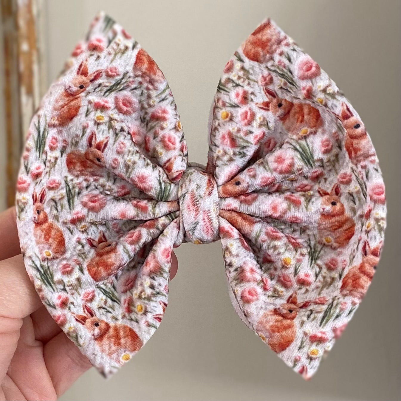 Embroidered Bunny Bow