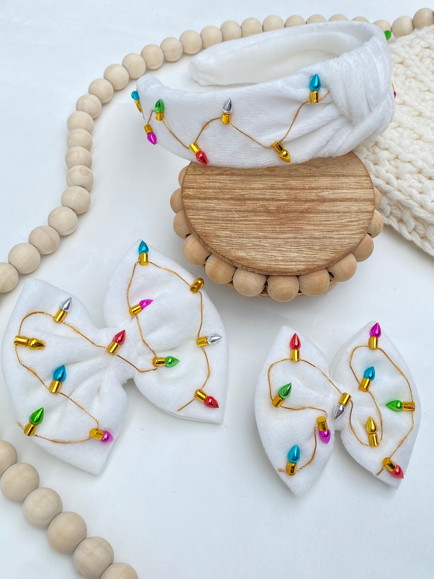 Christmas Lights Velvet Bow