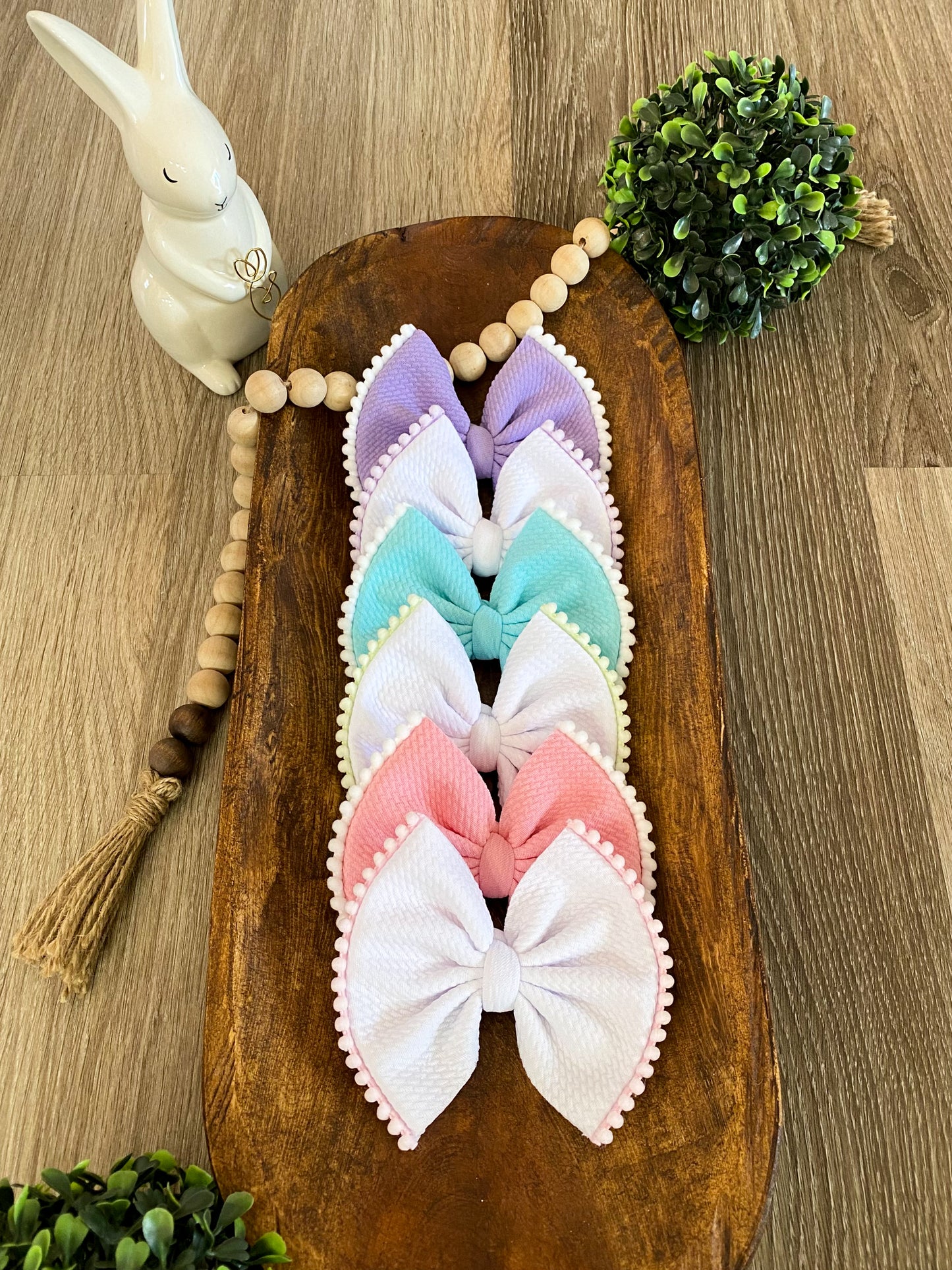 Pom Pom Trimmed Bow