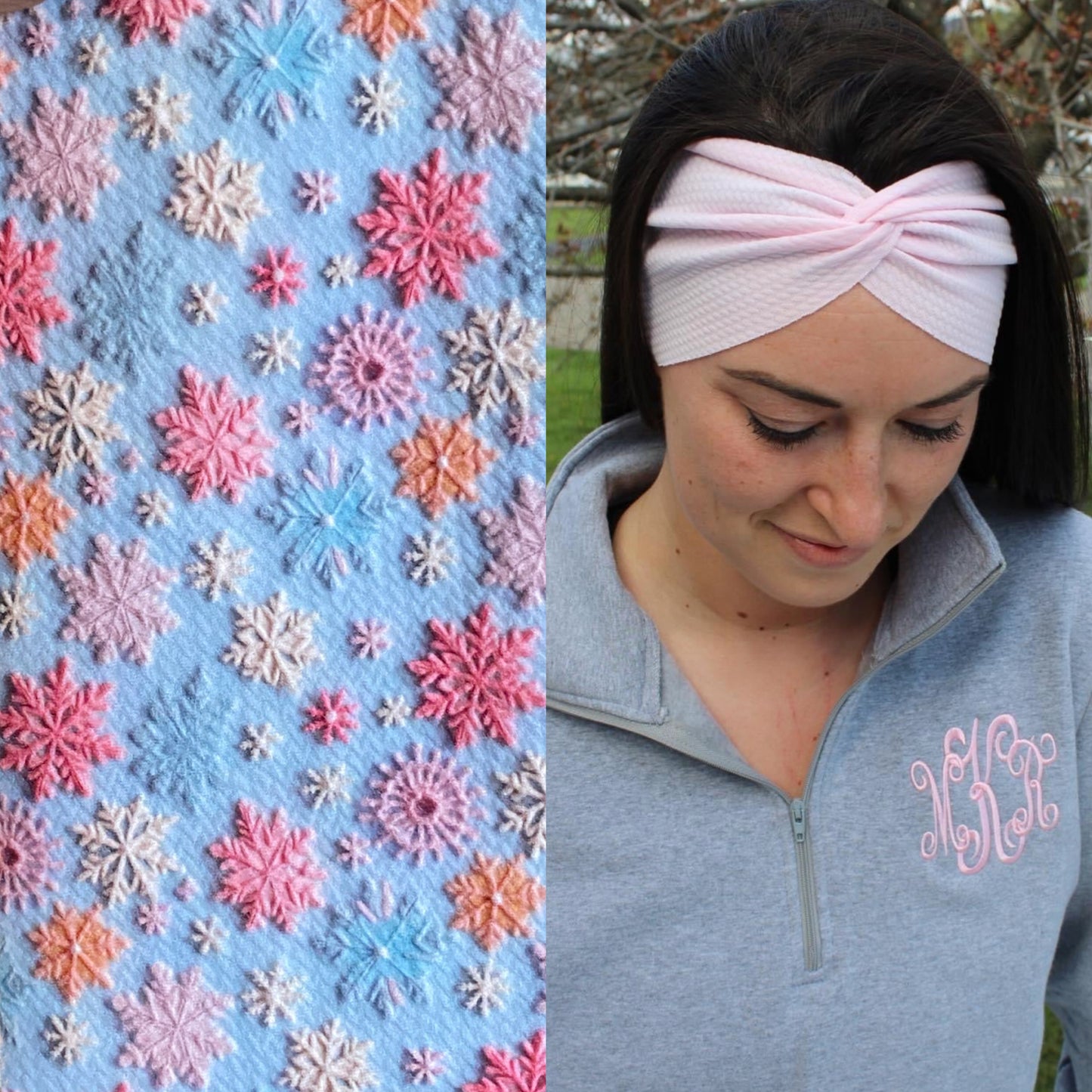 Embroidered Snowflakes Adult Twist Headband