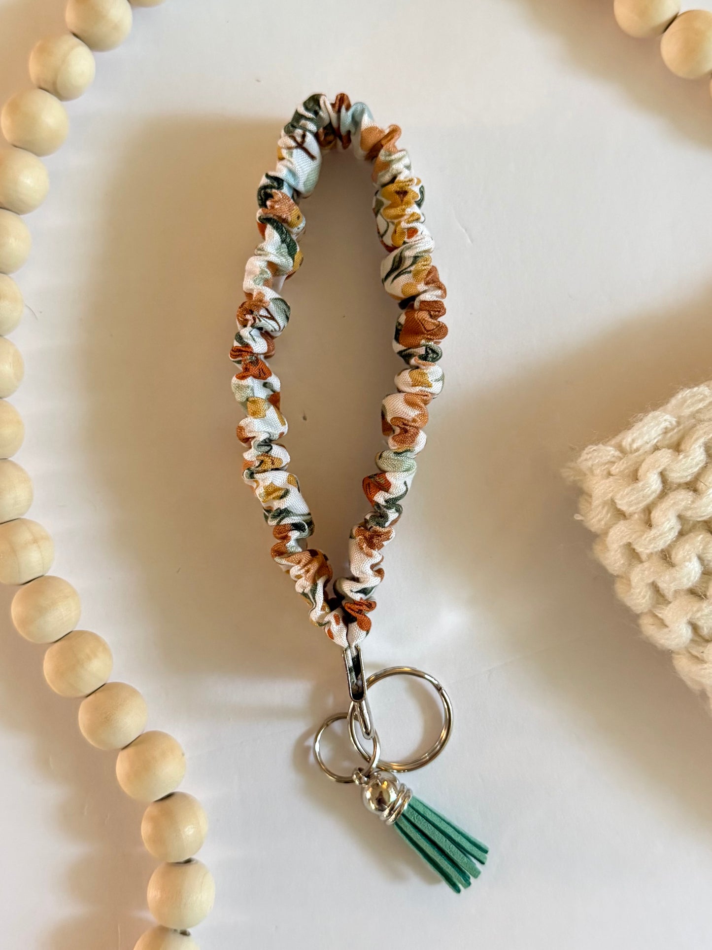 Fall Floral Scrunchie Wristlet Keychain