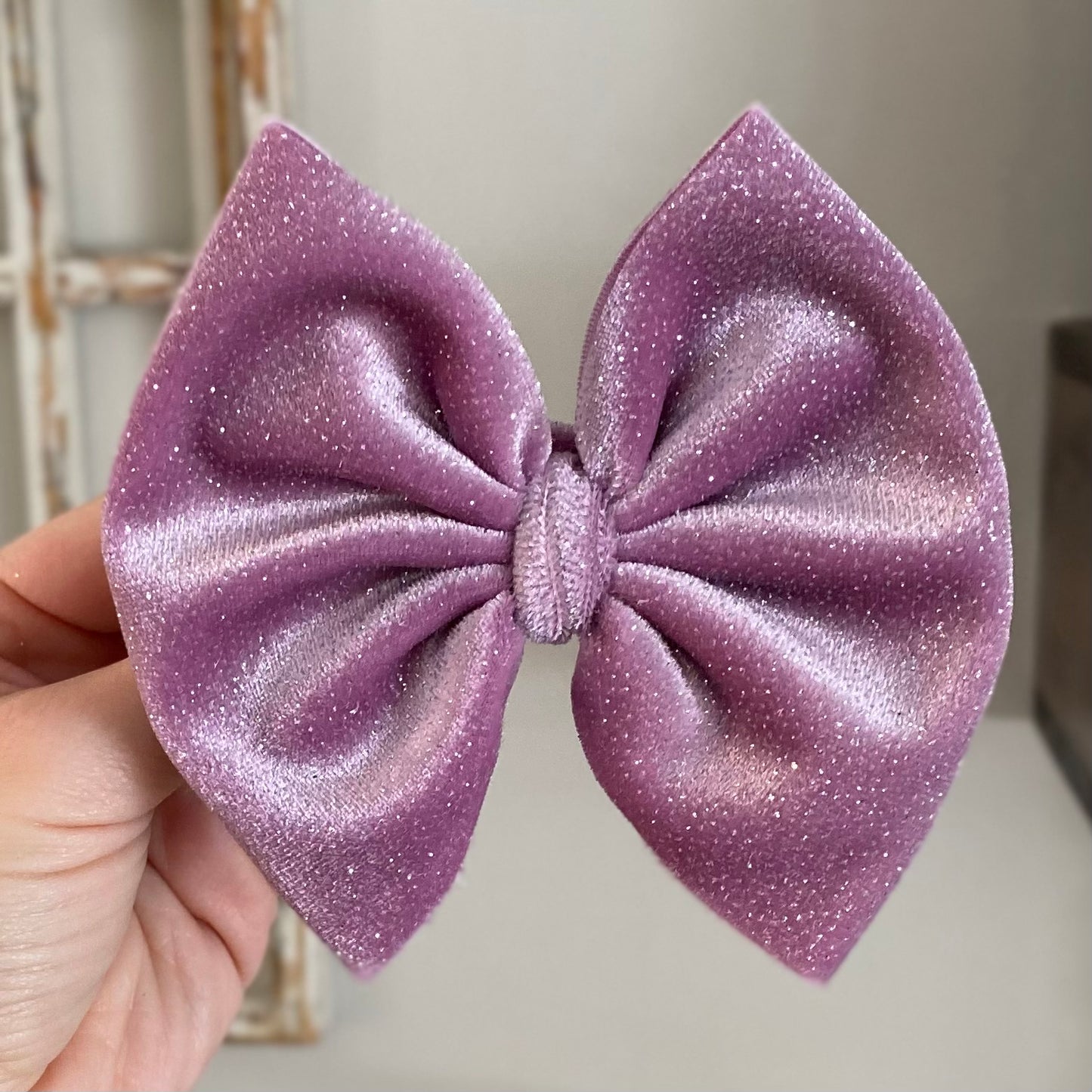 Purple Glitter Velvet Bow