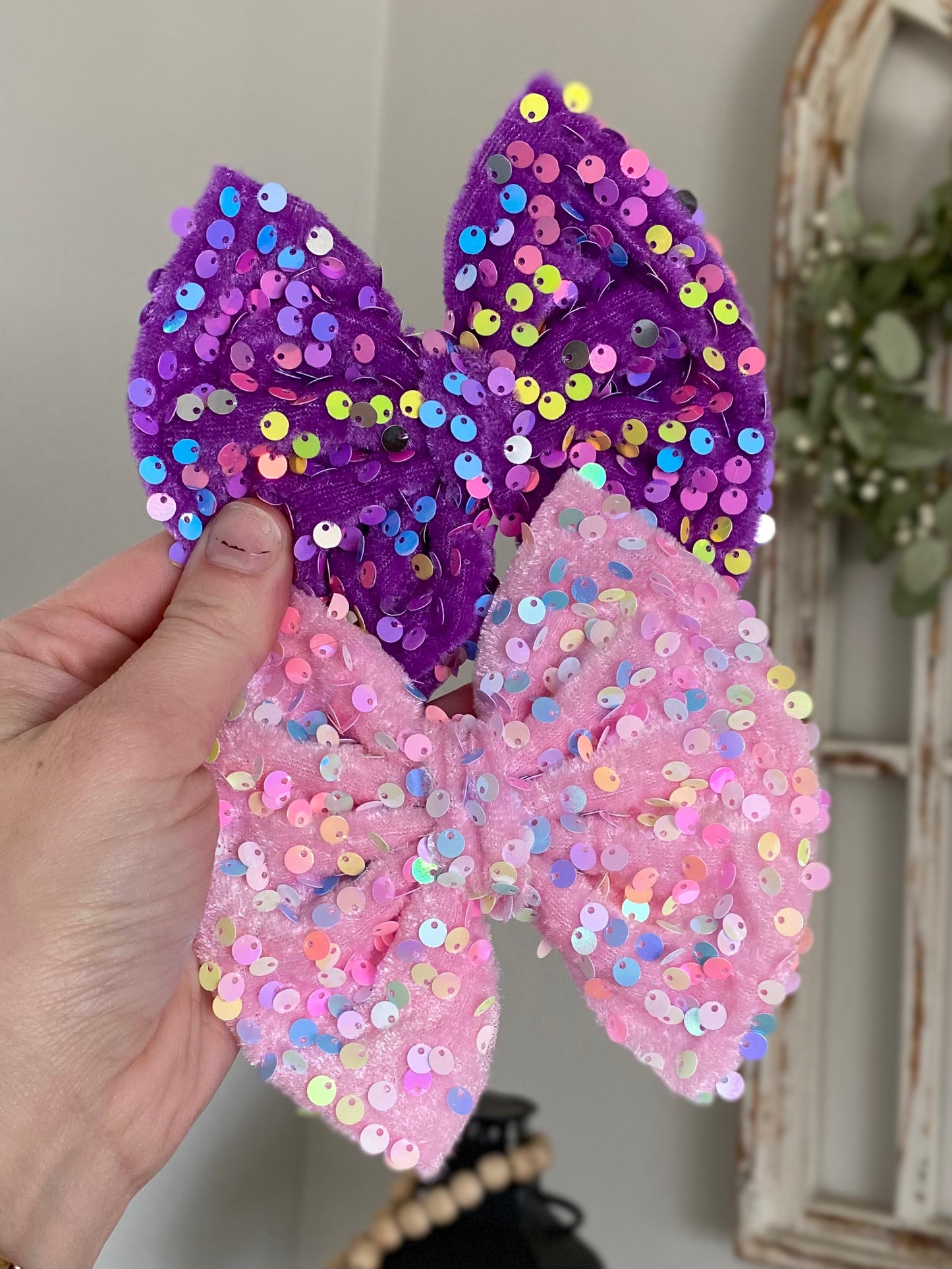 Orchid Sequin Bow