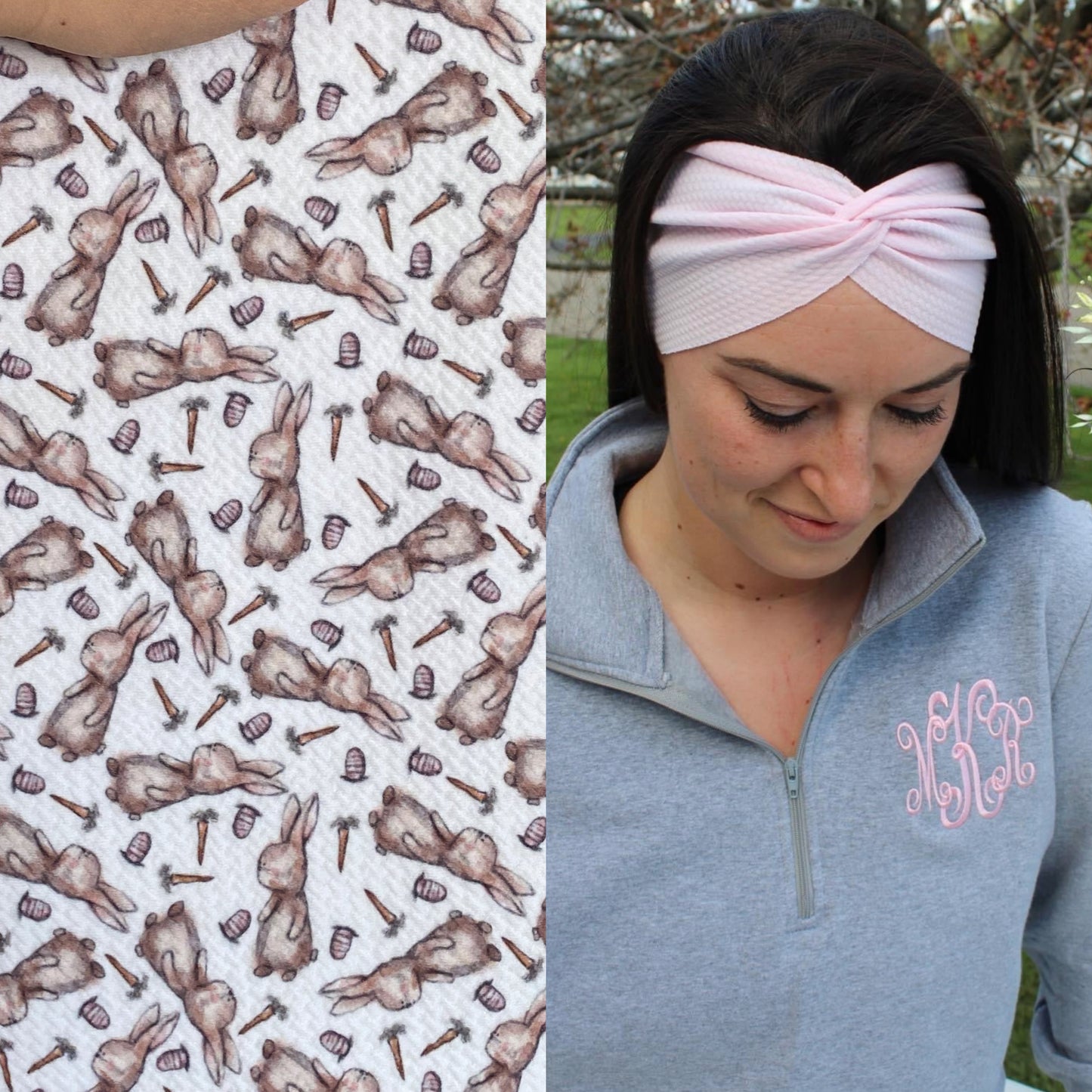Beige Bunnies Adult Twist Headband
