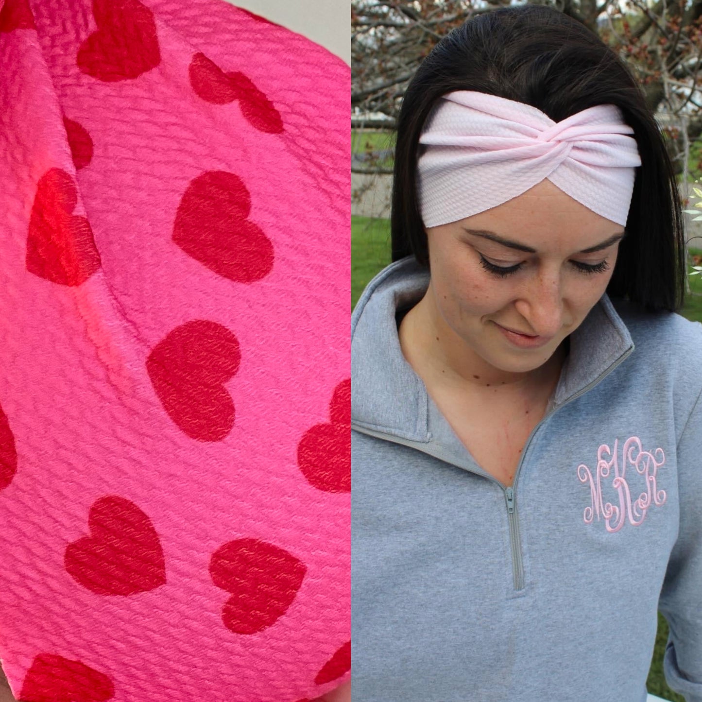 Red/Hot Pink Hearts Adult Twist Headband