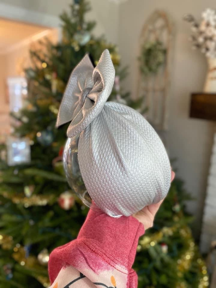 Silver Pleather Bow