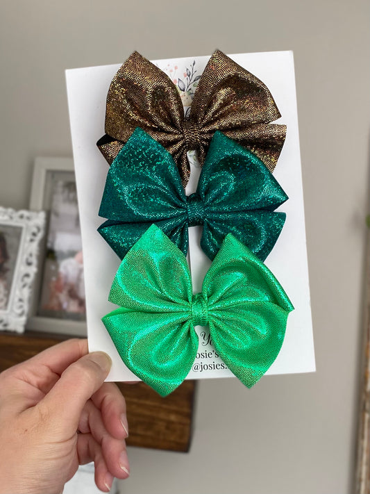 Holographic Greens Pinwheel Trio Set