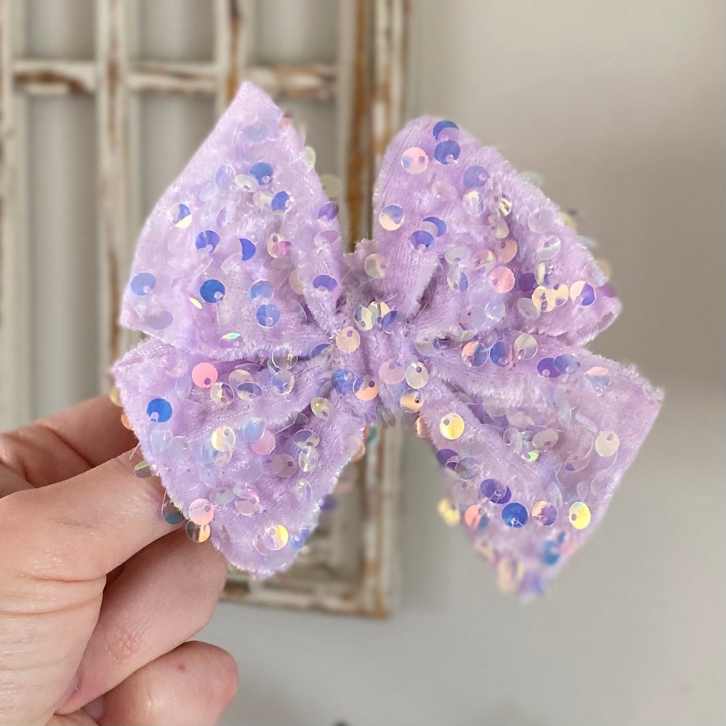 Lilac Sequin Bow