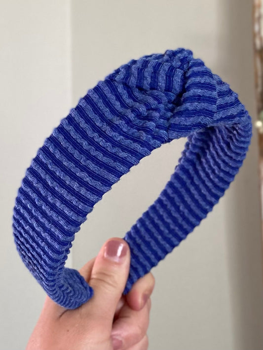Waved Blue Knotted Headband