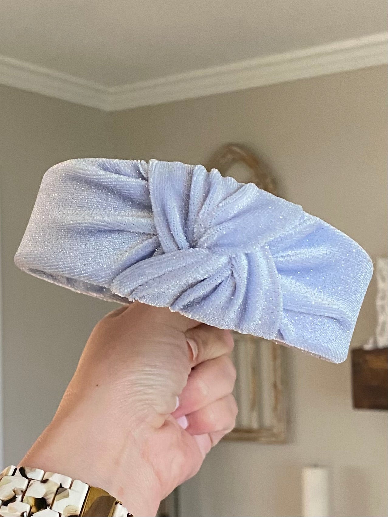Periwinkle Glitter Velvet Knotted Headband