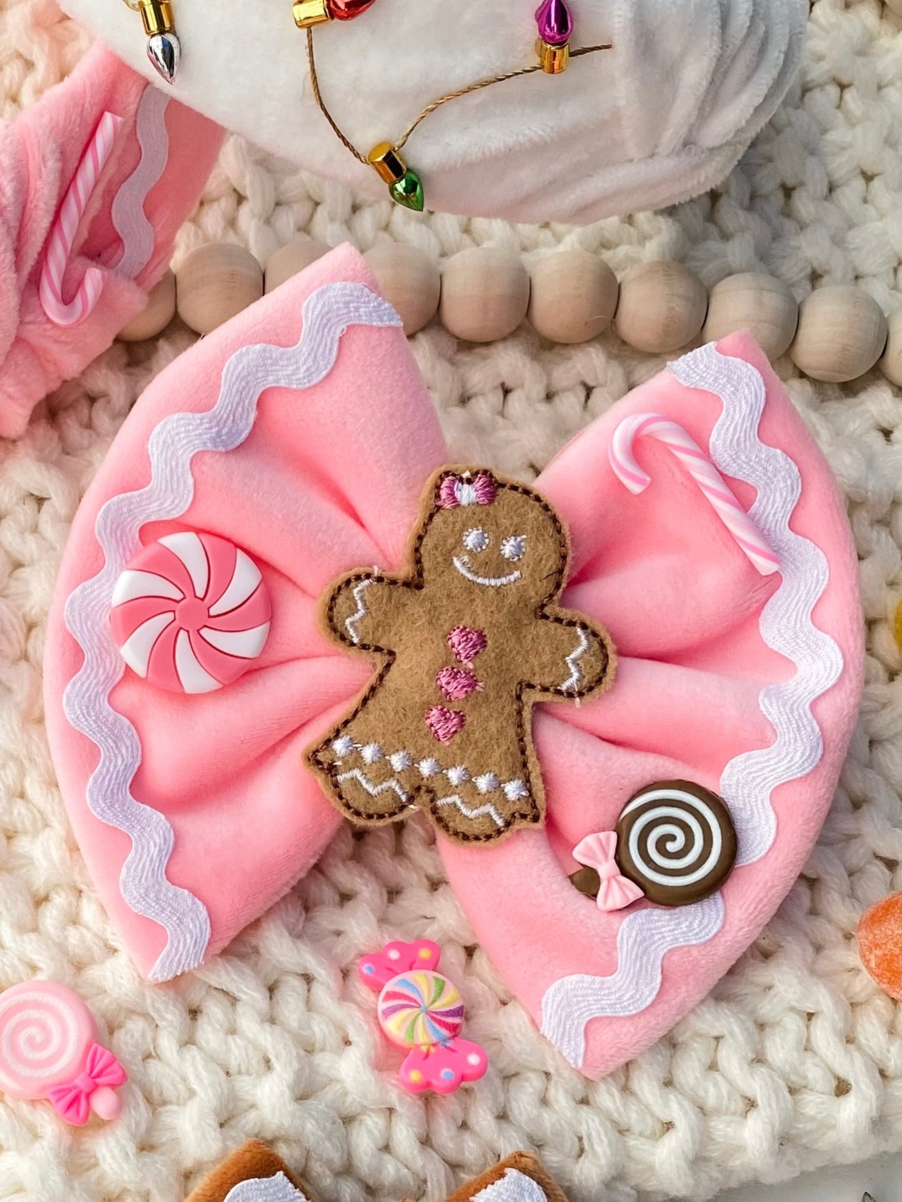 Pink Gingerbread Candyland Bow