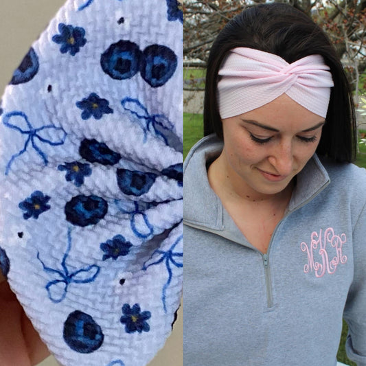 Blueberries & Bows Adult Twist Headband