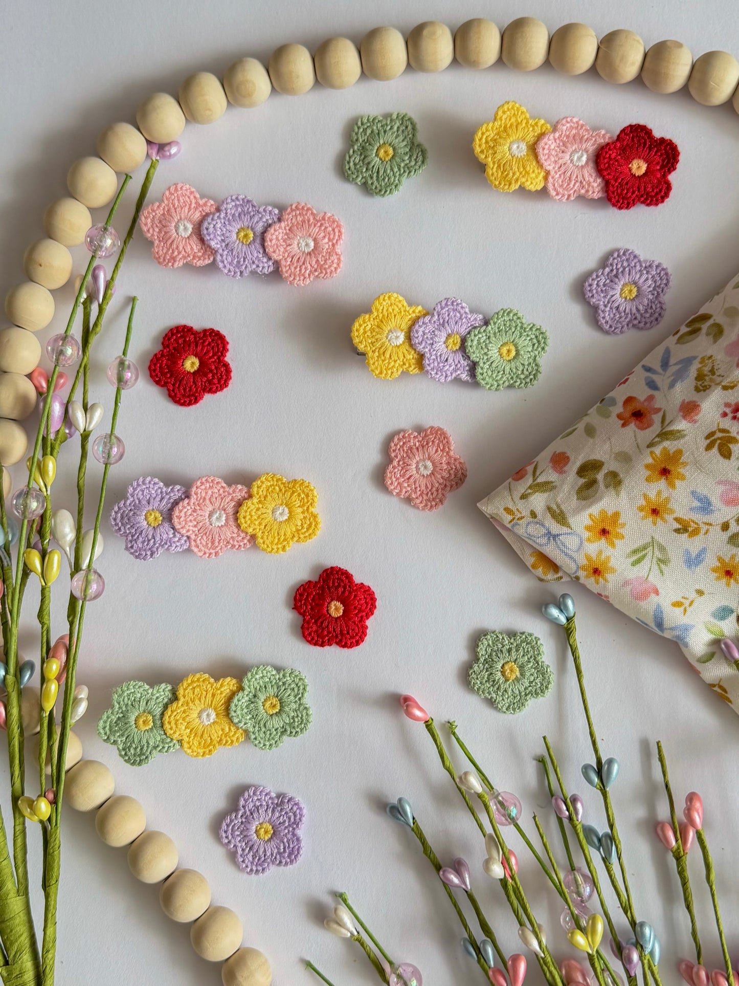 Crochet Flower Clips
