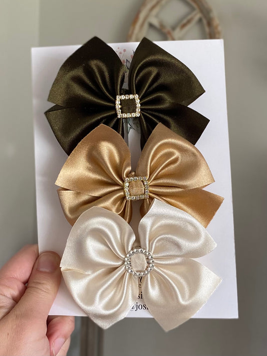 Embellished Satin Pinwheel Bow