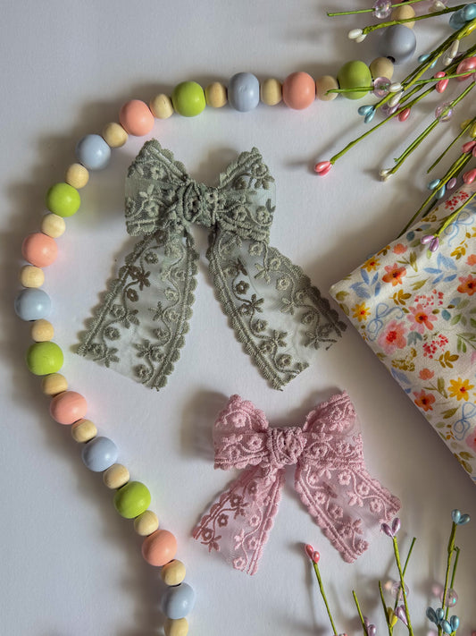 Embroidered Floral Ribbon Bow