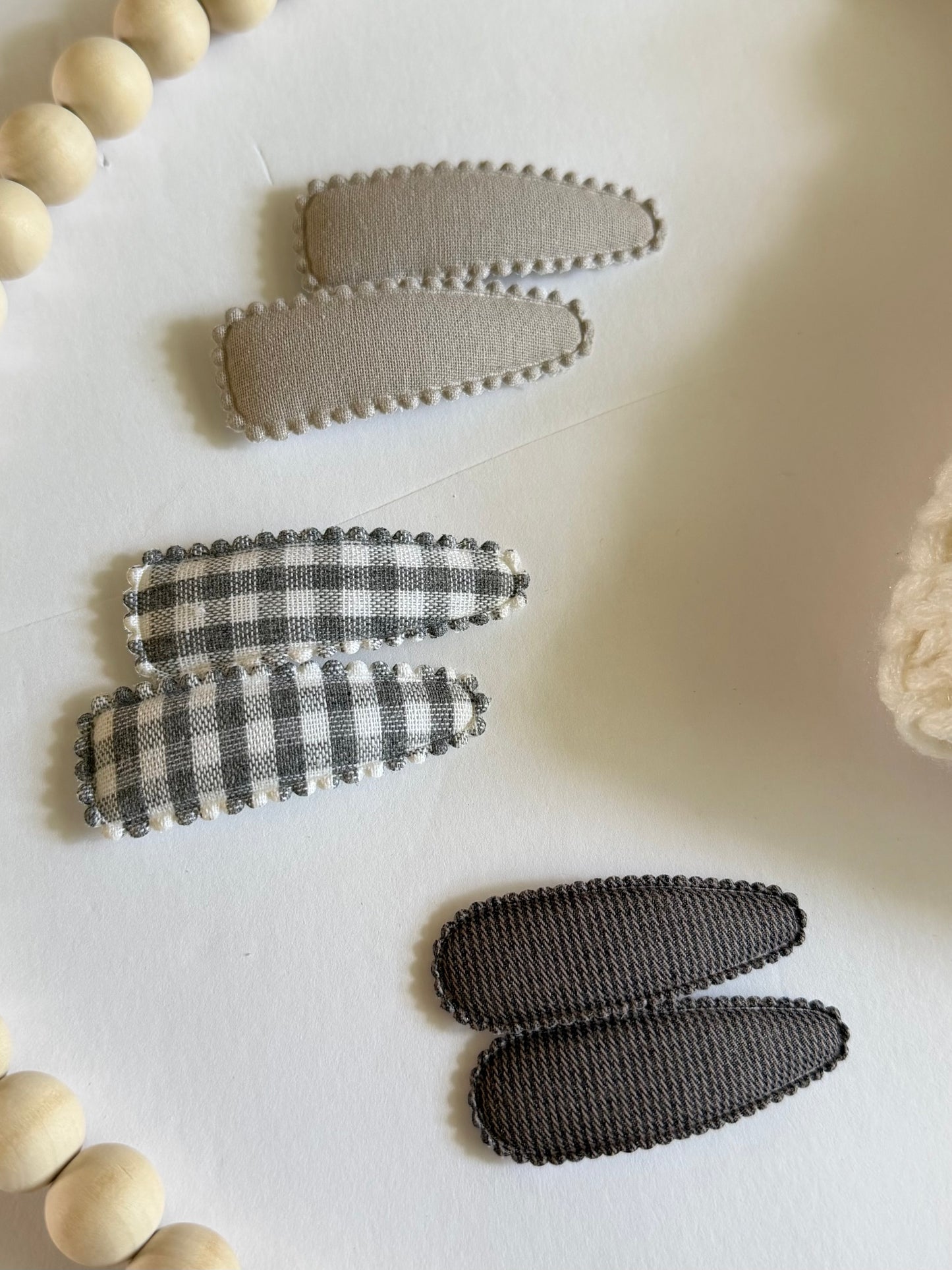 Grey Fabric Snap Clips
