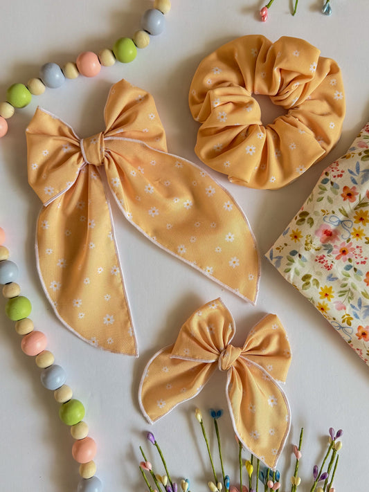 Yellow Daisy Bows + Scrunchies