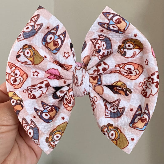 Boho Blue Dog Bow