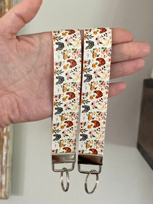 Floral Chickens Keychain