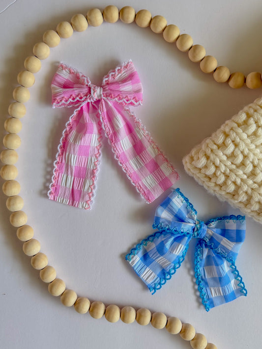 Gingham Crepe Ribbon Bow