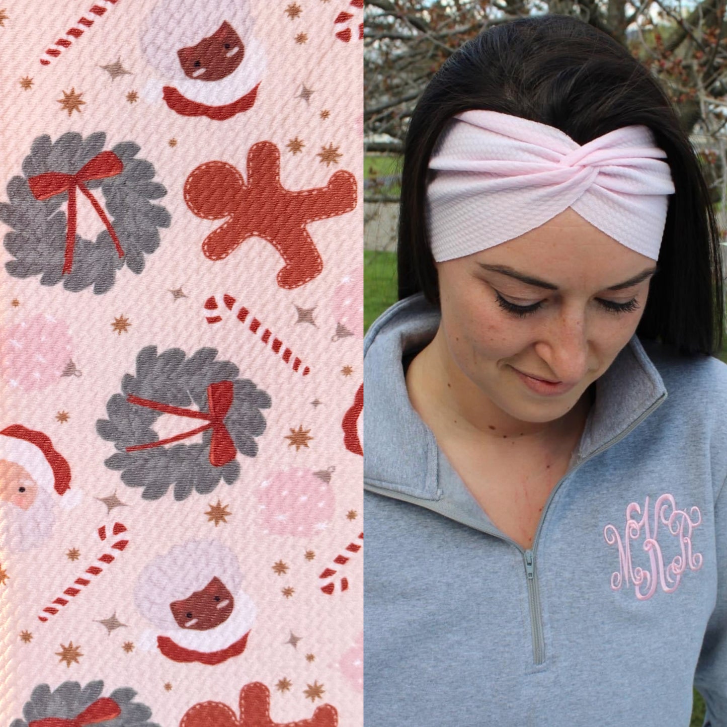 Beige Christmas Adult Twist Headband