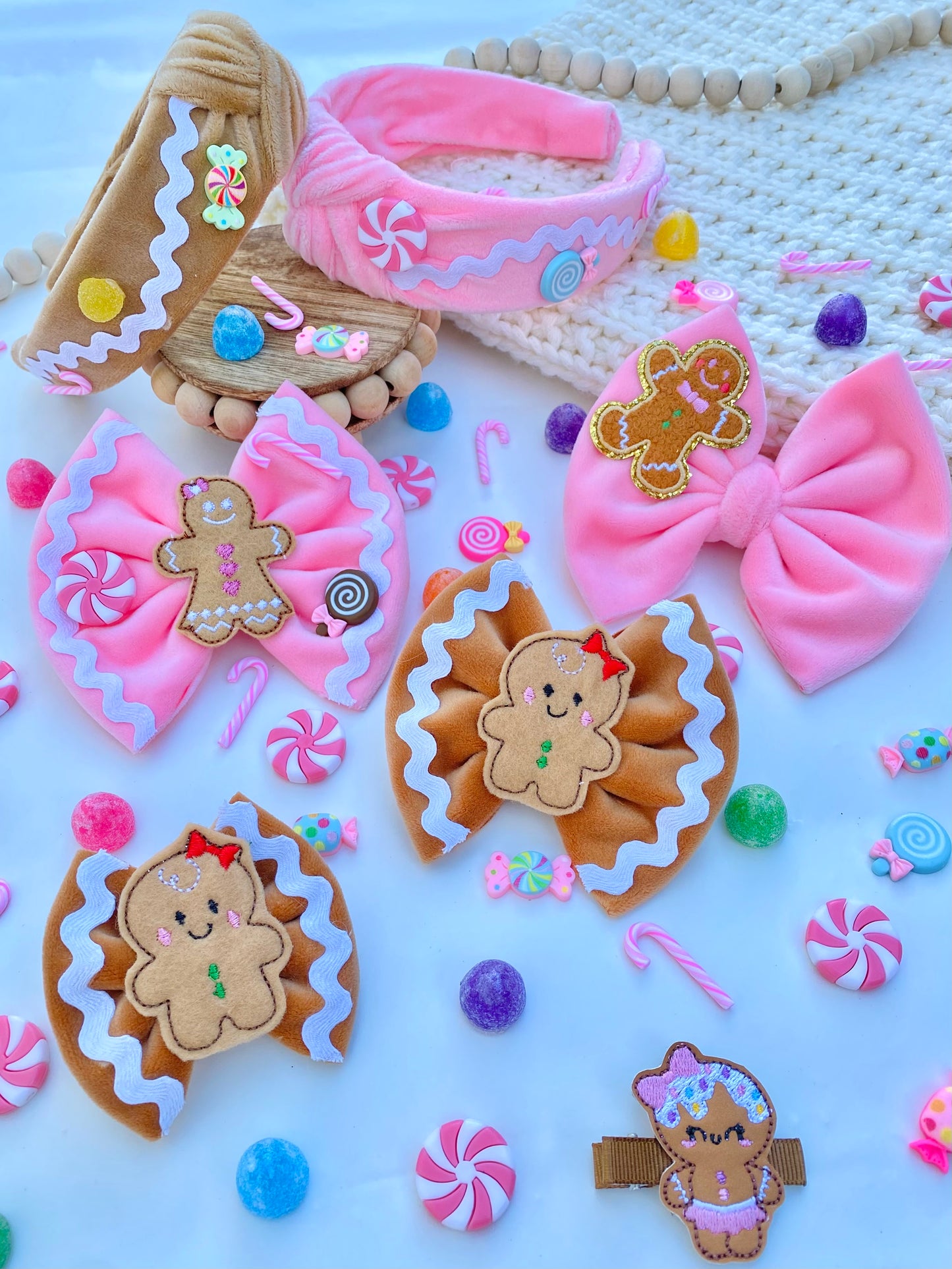 Pink Gingerbread Candyland Bow