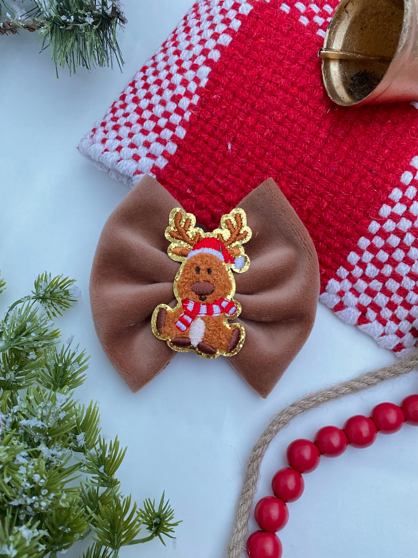 Glitter Reindeer Bow