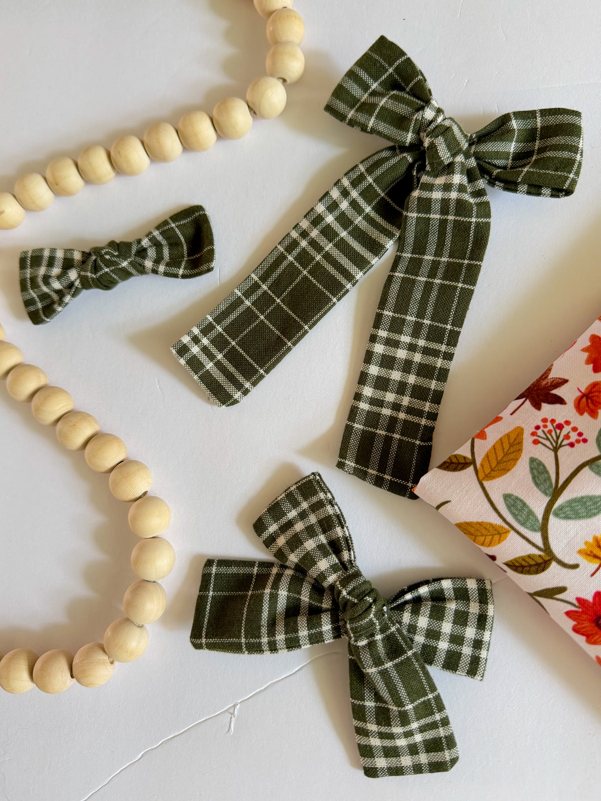 Olive Plaid Ruby Bow
