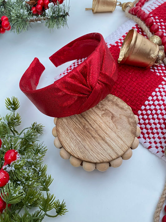 Christmas Holographic Knotted Headbands (Red, Emerald, White, Gold)