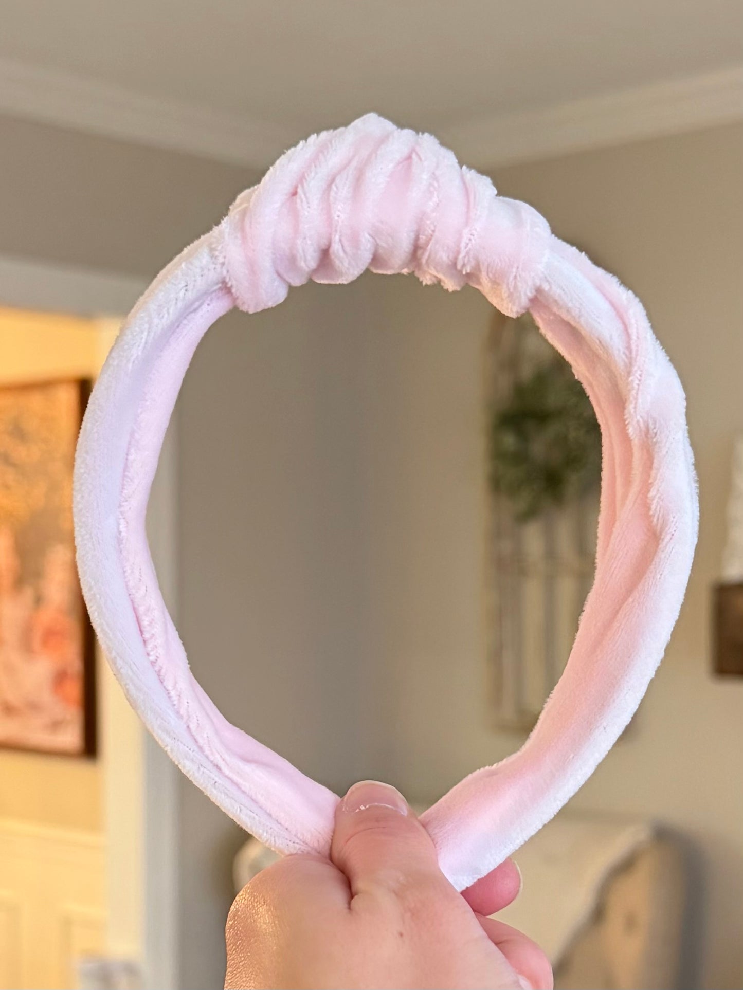 Pale Pink Velvet Knotted Headband